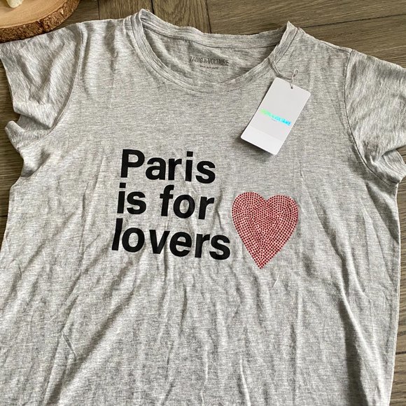 NWT ZADIG & VOLTAIRE Skinny Paris Is For Lovers T-Shirt - Picture 1 of 13